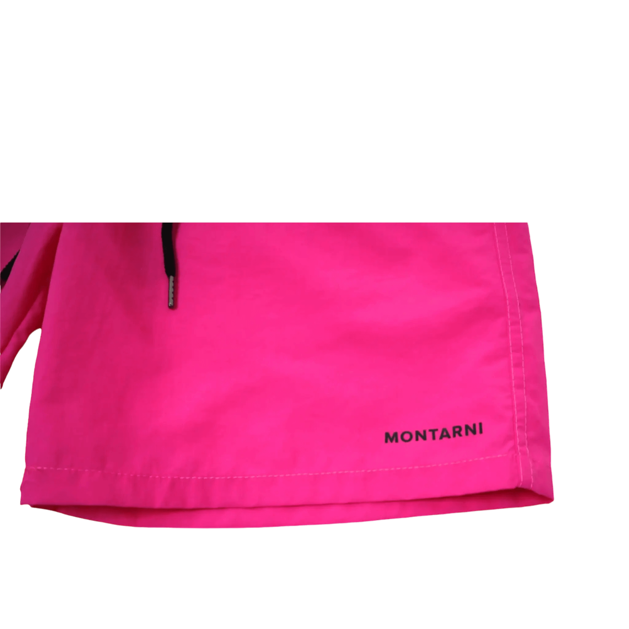 Side view of Montarni pink beach shorts men showing zip side pocket and lightweight polyester fabric