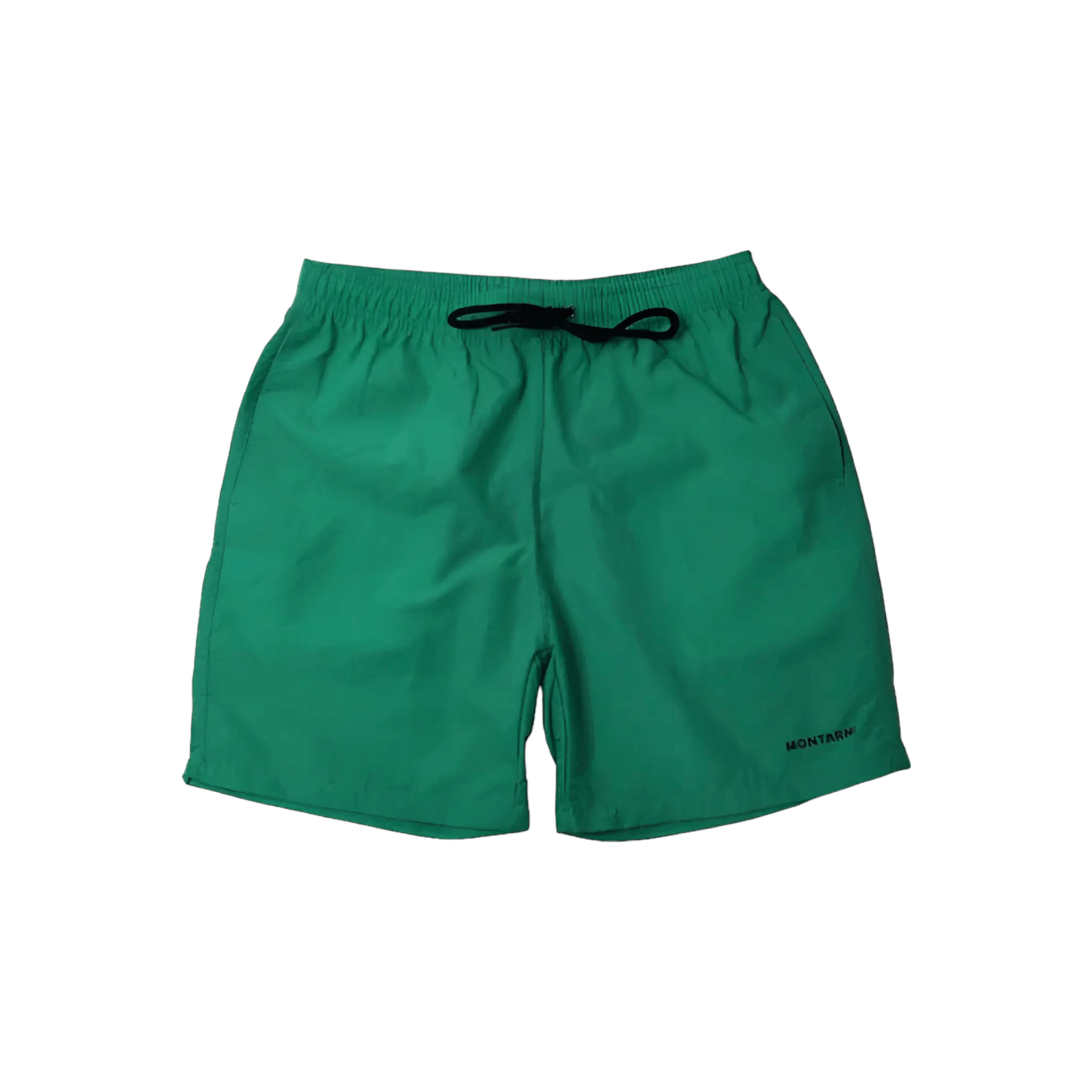 Montarni green beach shorts men with elastic waistband, adjustable drawstring and zip side pockets