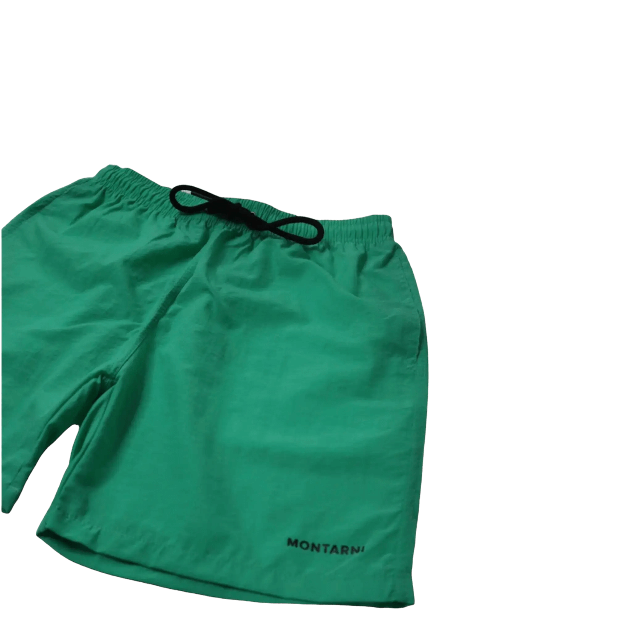 Side view of Montarni green beach shorts men showing side pocket and lightweight polyester fabric