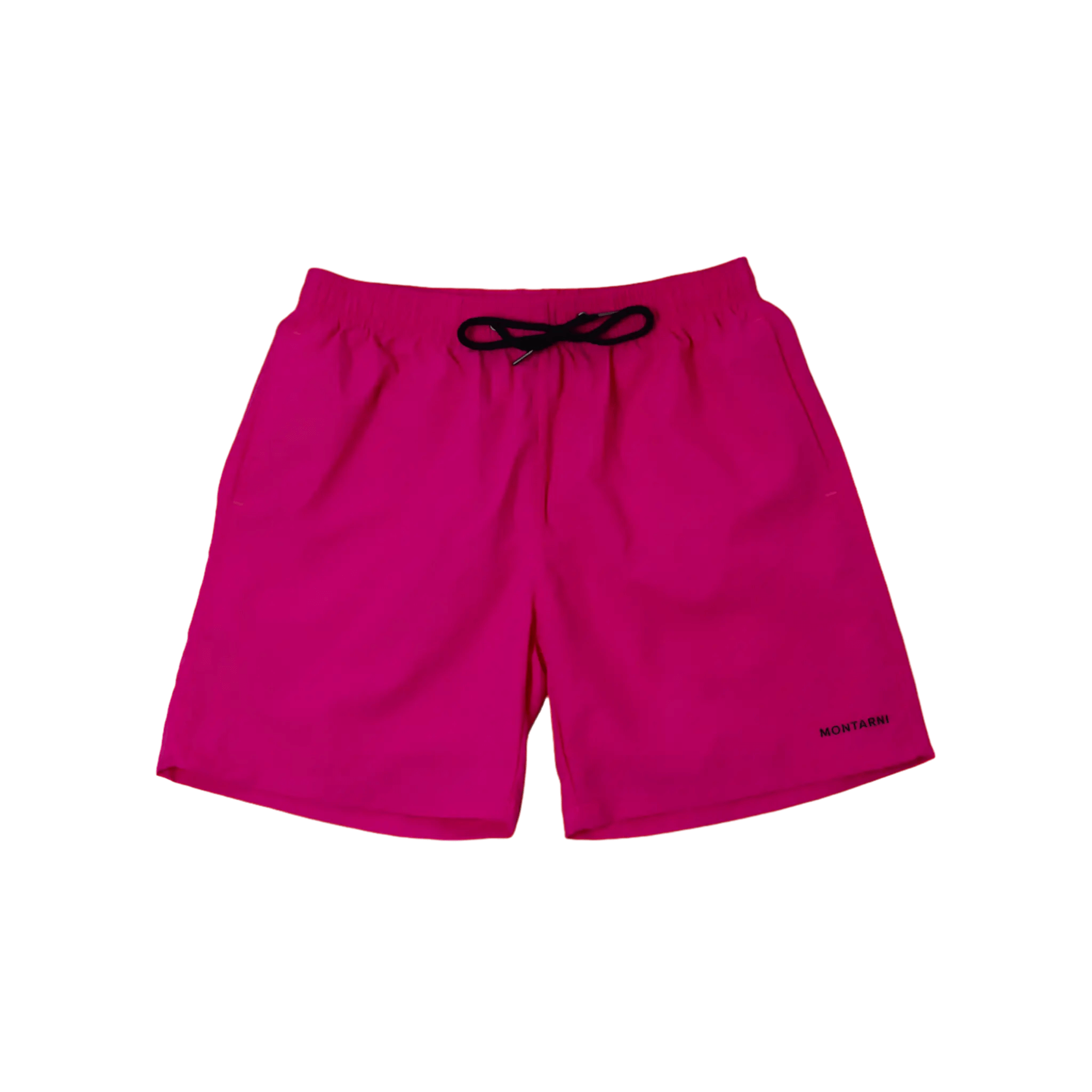 Montarni pink beach shorts men with elastic waistband, adjustable drawstring and side pockets