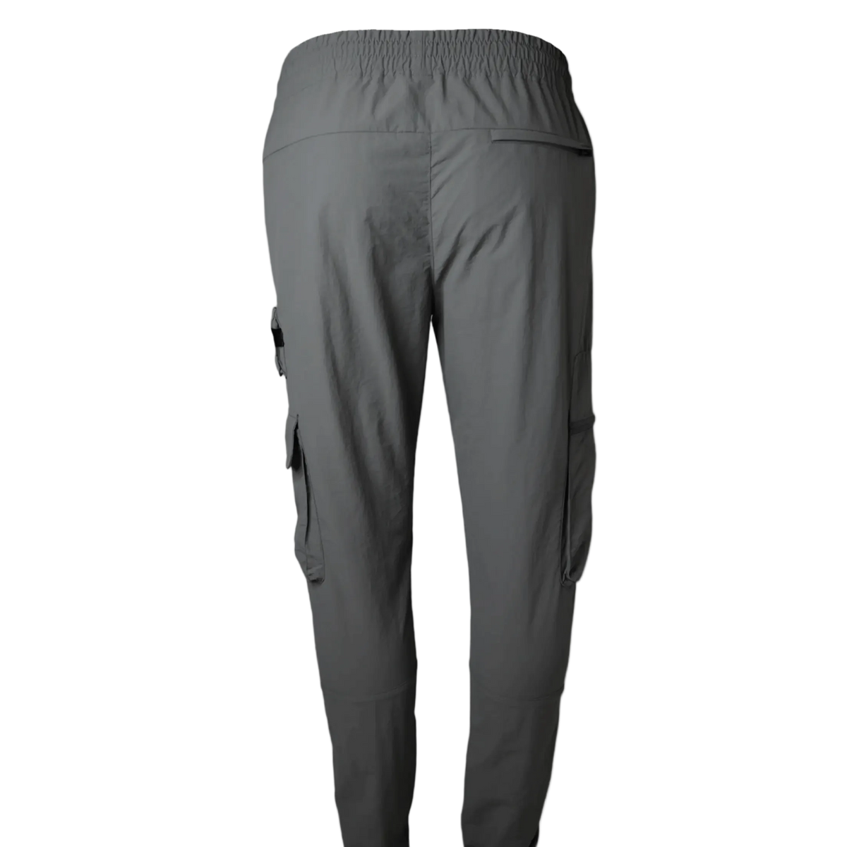 Back view of Active Tactical Cargo Pants in Grey featuring an elasticated waistband and pockets.