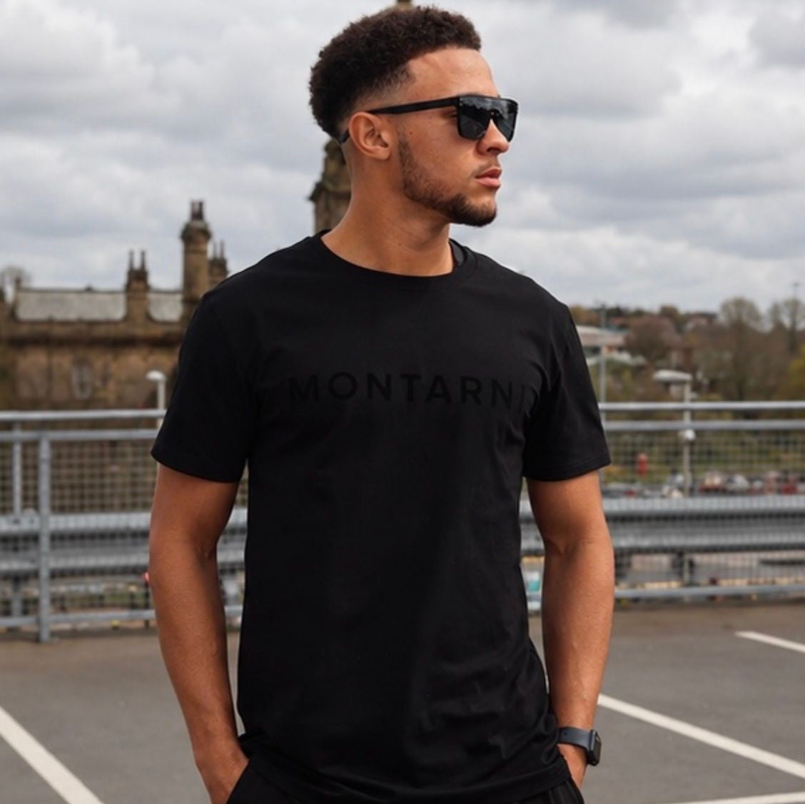Soft Cotton T-Shirt - Flocked Print - Montarni